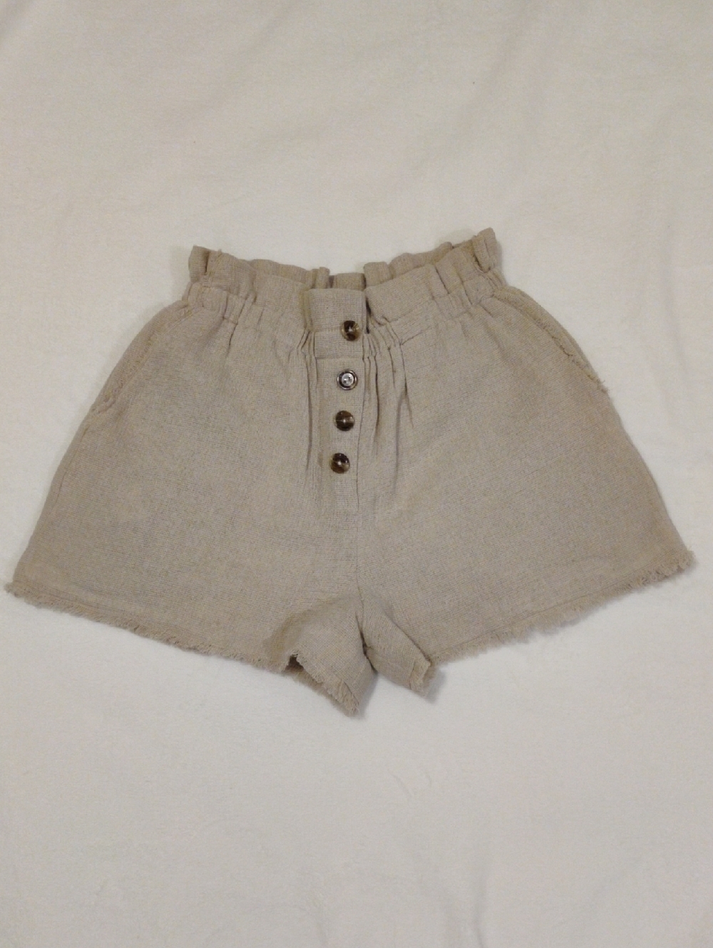 Something Navy Neutral-Tone High Waist Button-Front Shorts